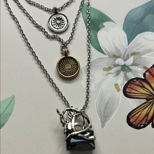 TAT 2 Chic Silver and Hematite Multi-Layer Necklace